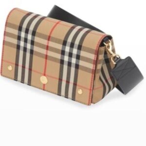 Burberry Hackberry Shoulder Bag Vintage Check Canvas Small Brown